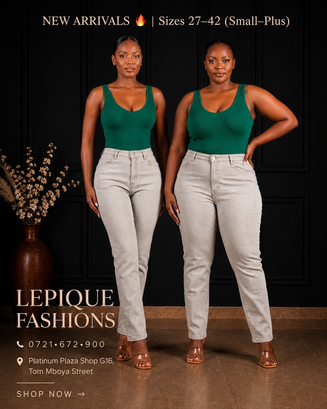 Straight Beige Two Models