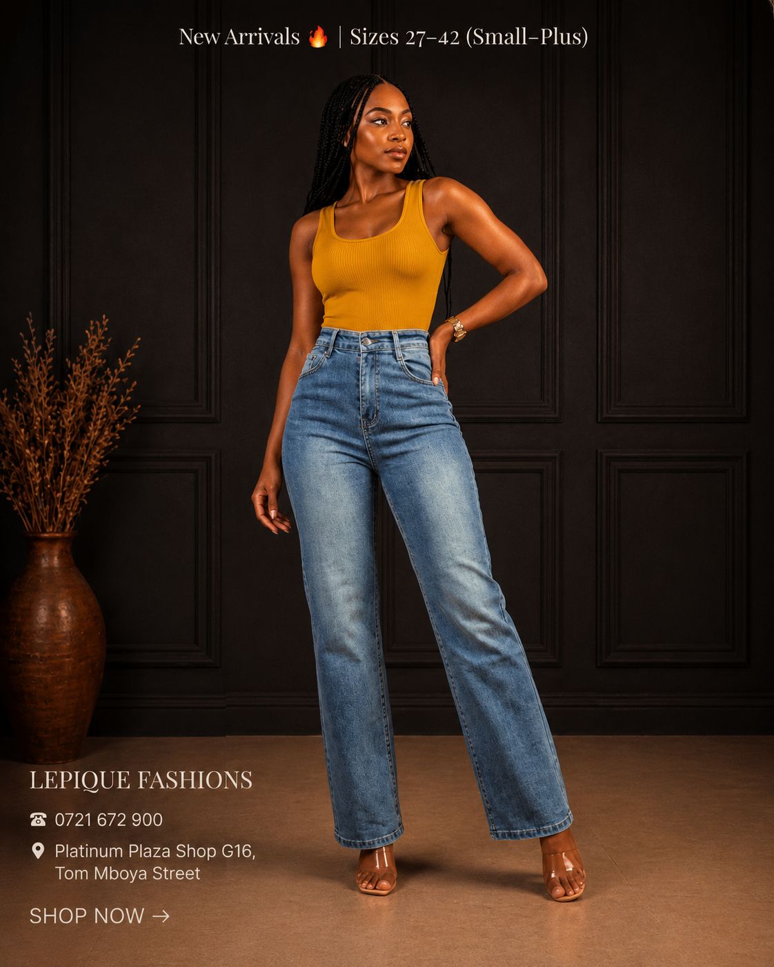 Wide Leg Medium Blue Mustard