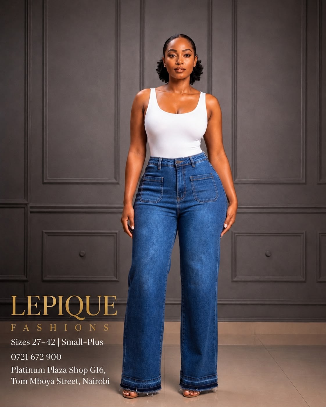 Olive cargo jeans ladies Nairobi Lepique Fashions