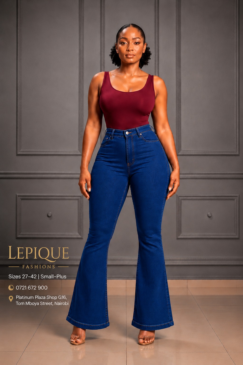 Flare Jeans Navy Blue – Lepique Fashions Nairobi