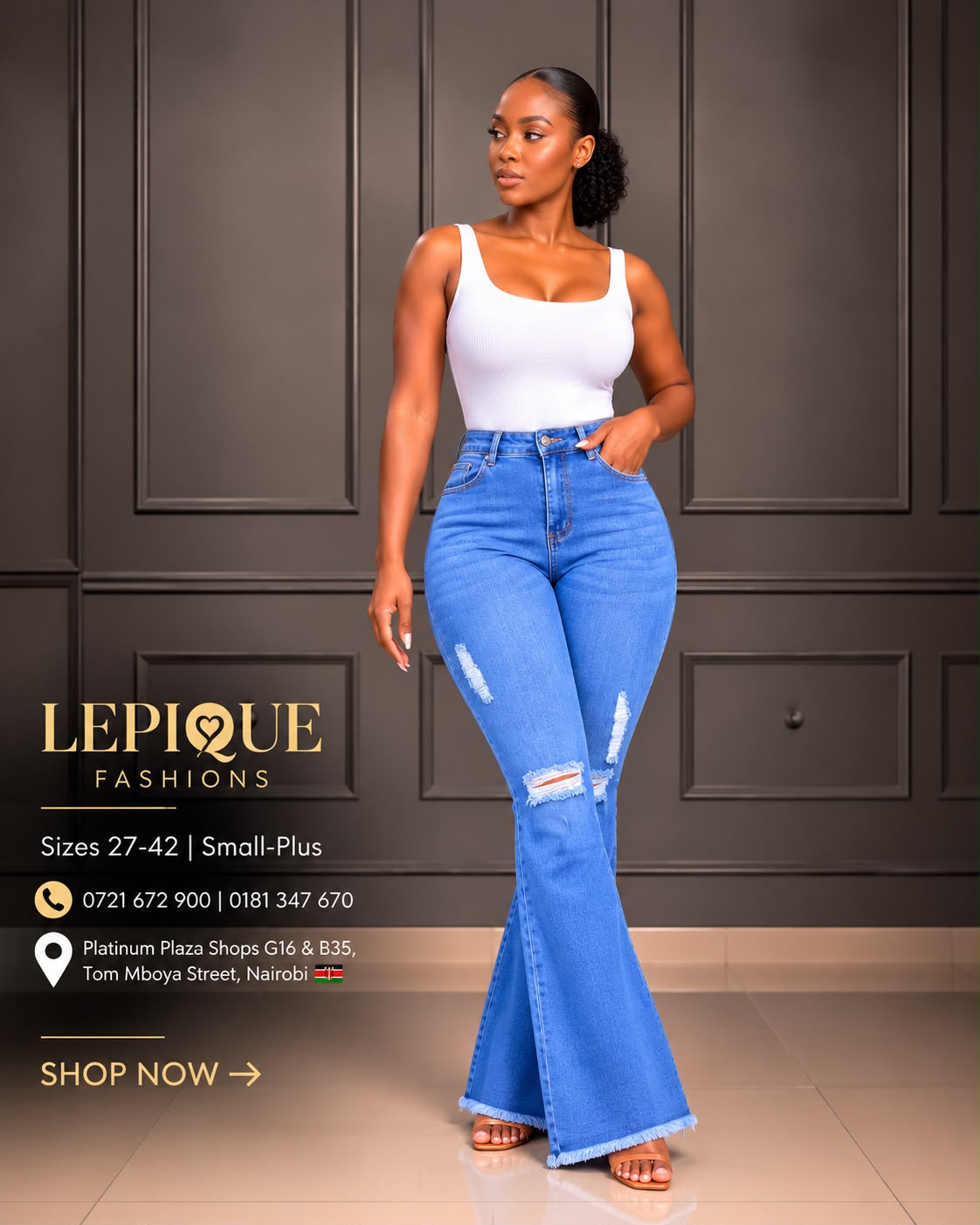 Light blue ripped flare jeans