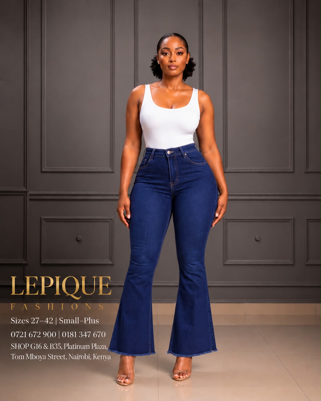 Dark blue flare jeans