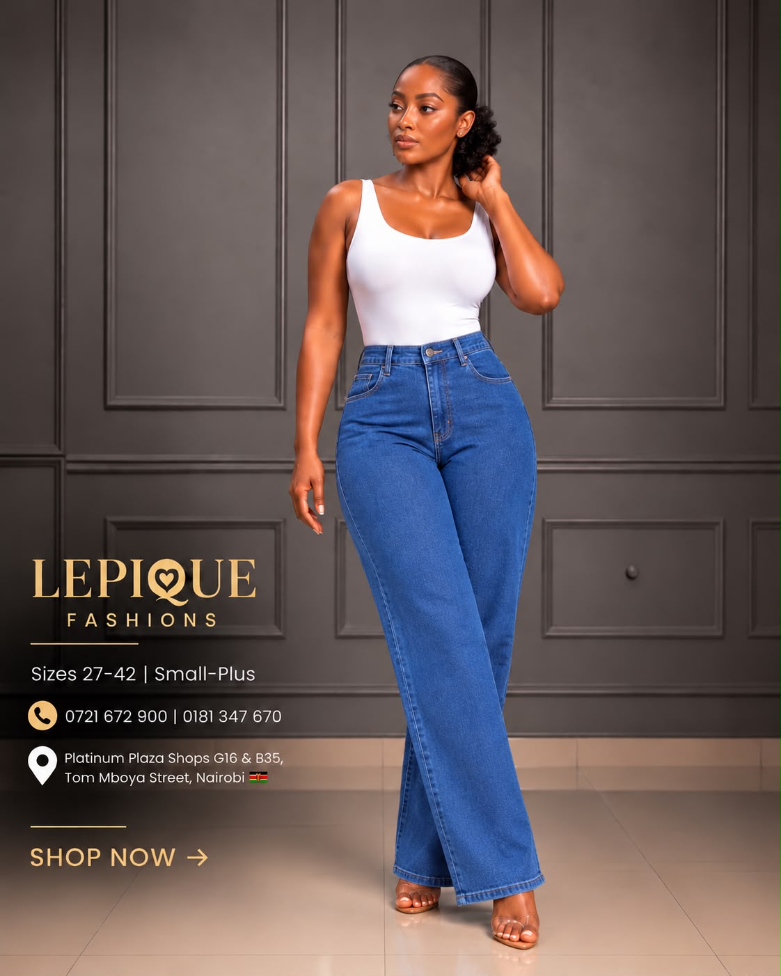 Medium blue straight jeans