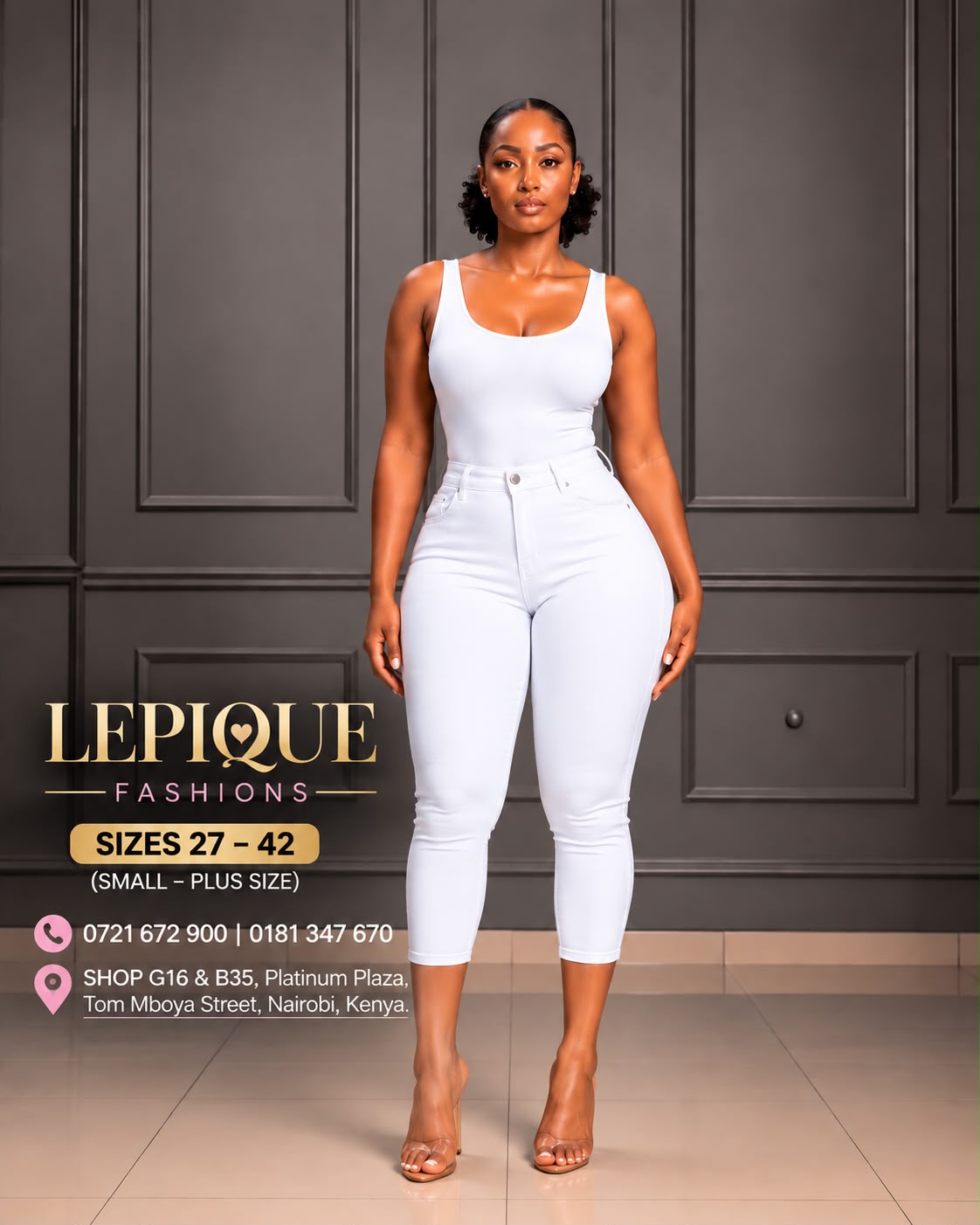White three-quarter jeans Nairobi