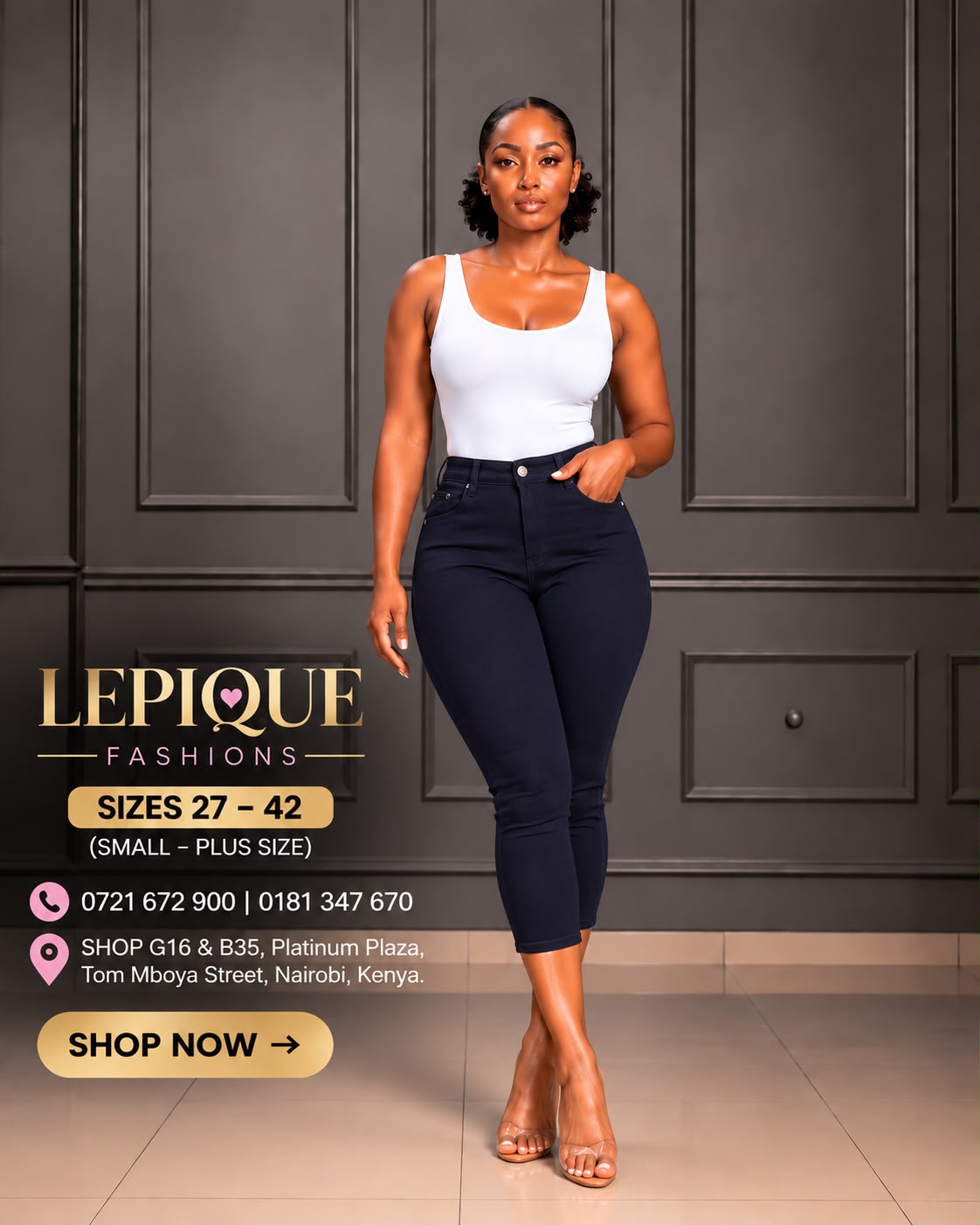 Dark navy three-quarter jeans Nairobi Lepique
