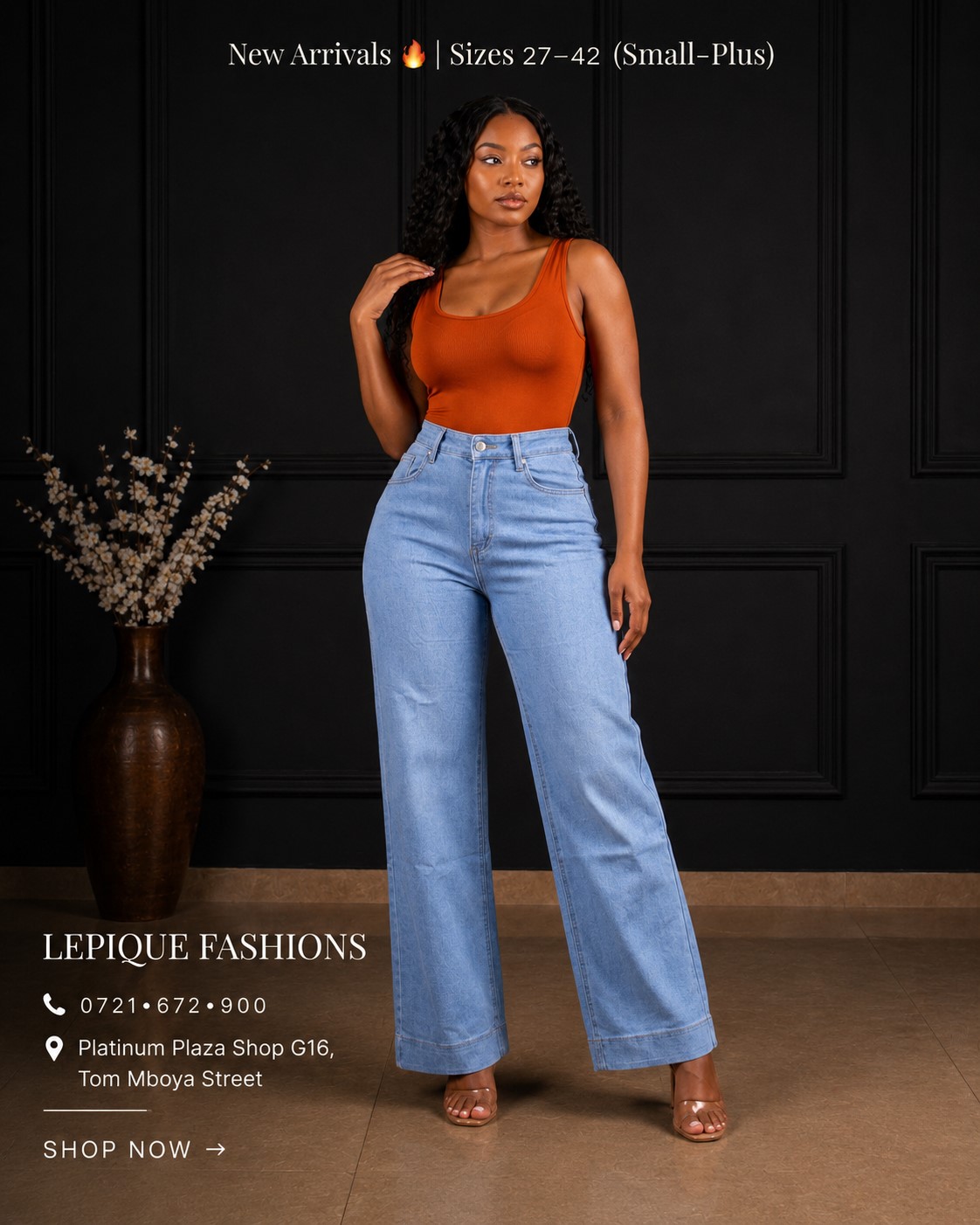 Wide Leg Light Blue Curly