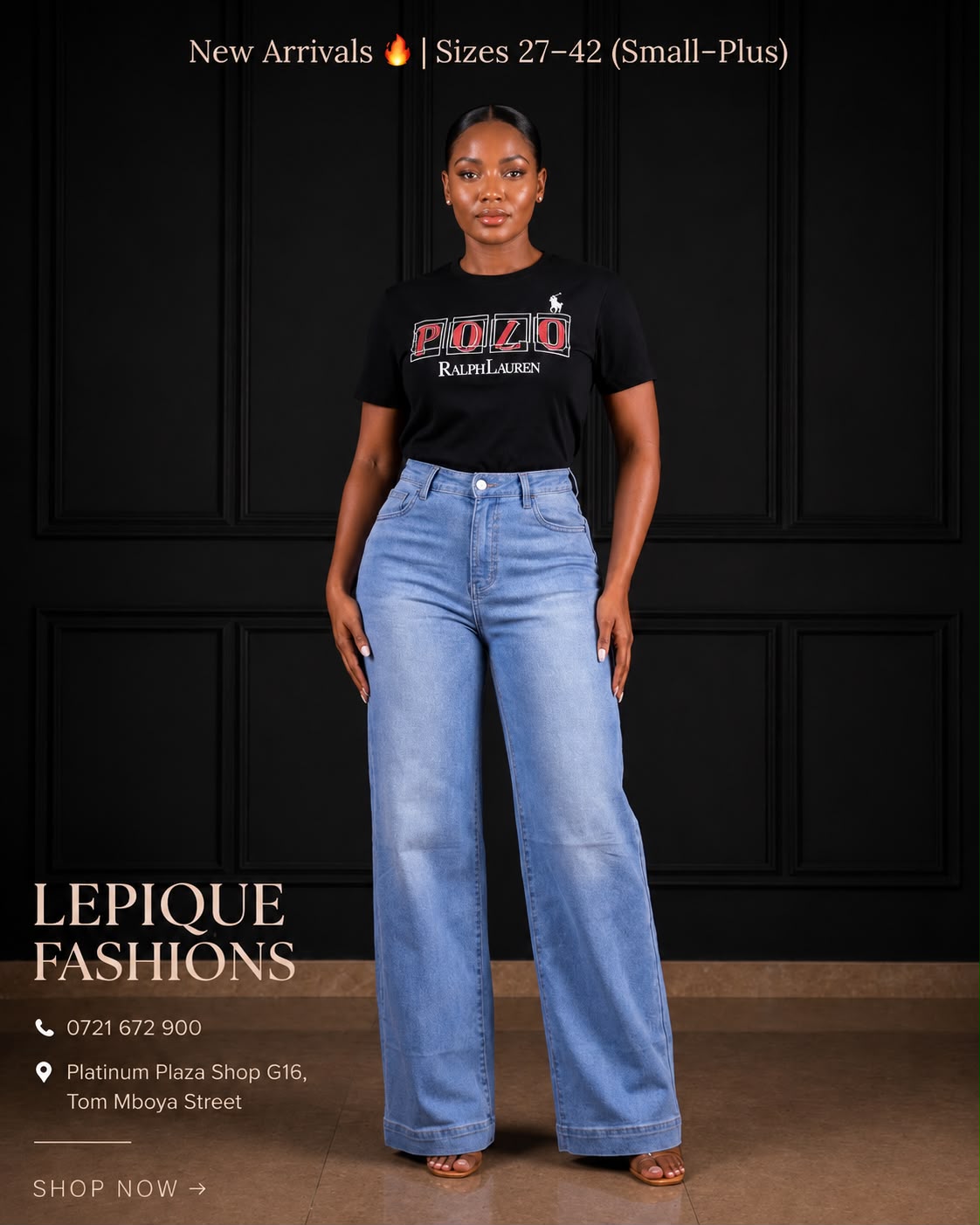 Wide Leg Light Blue Polo