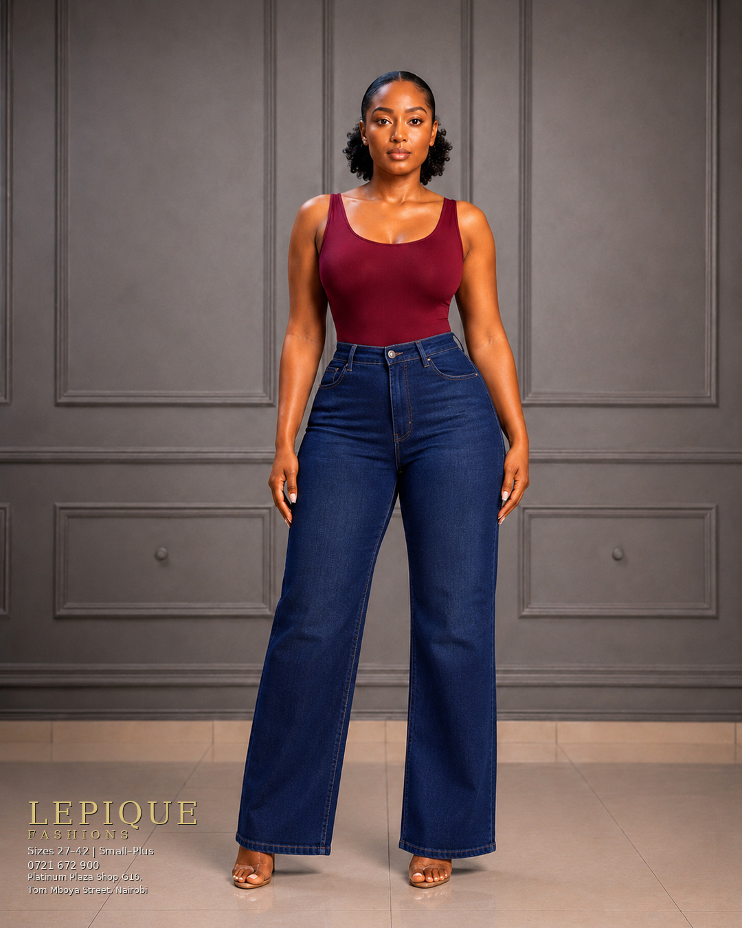 Wide Leg – Dark Navy (Branded)