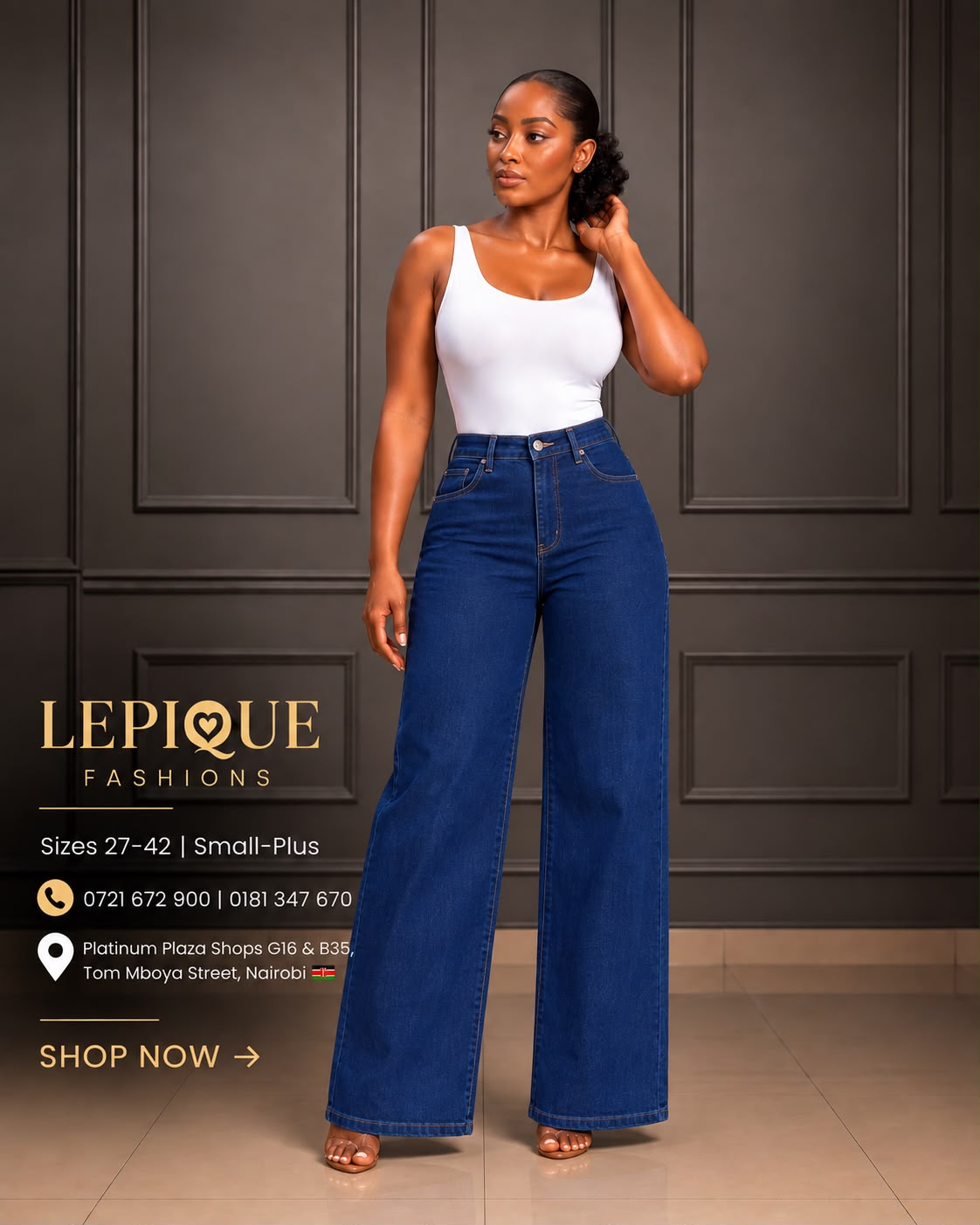 Dark navy wide leg jeans