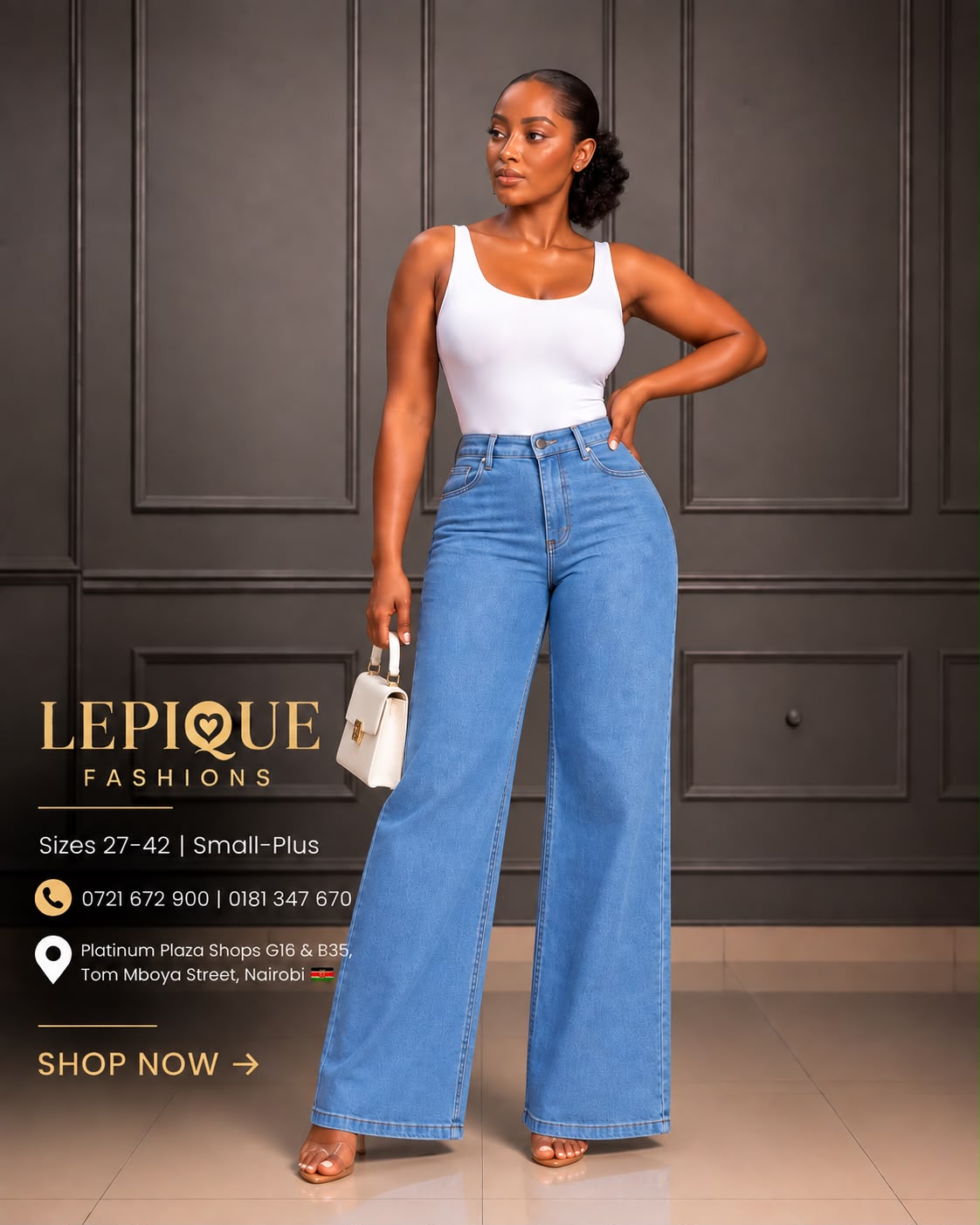 Light blue wide leg jeans