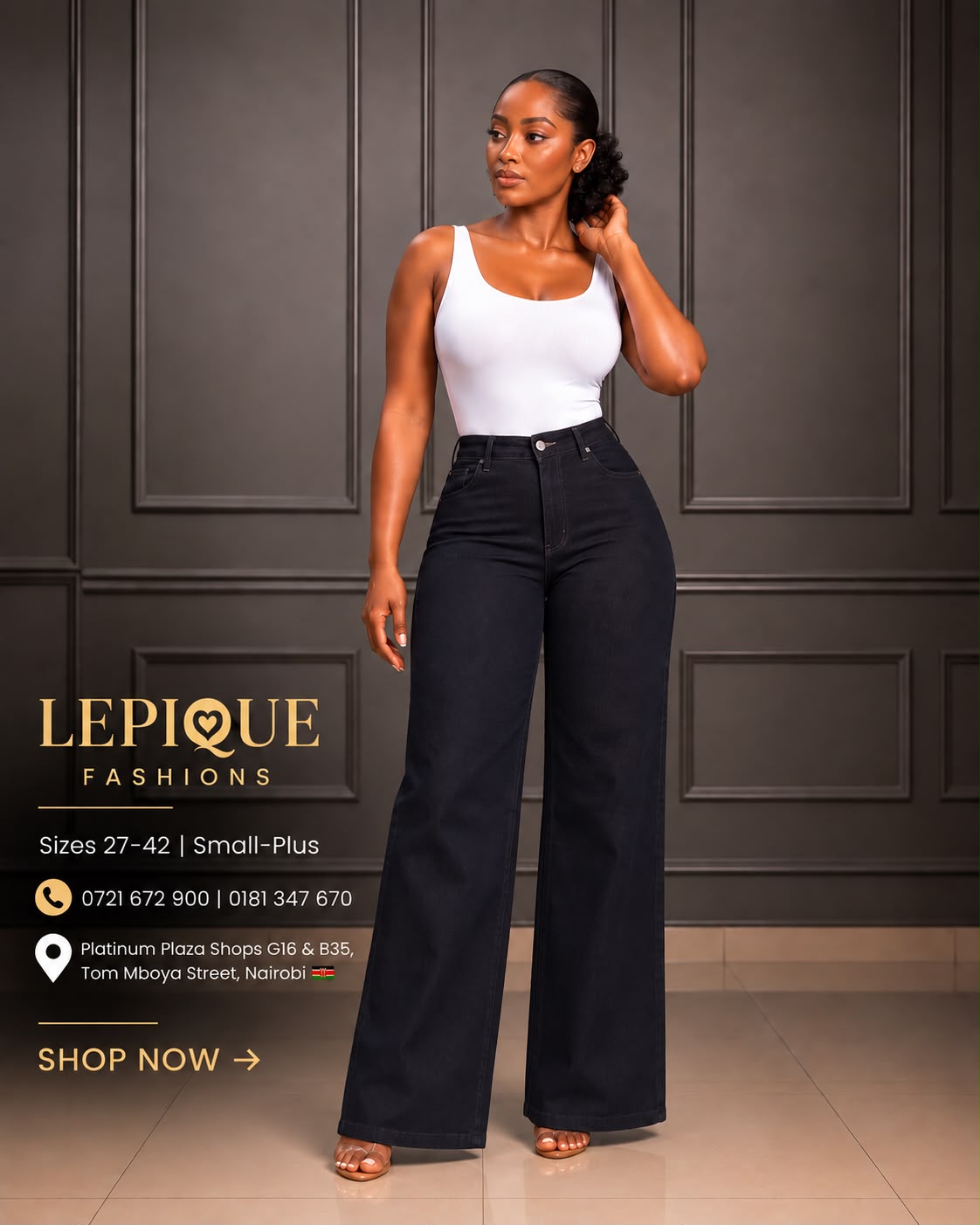 Black wide leg jeans