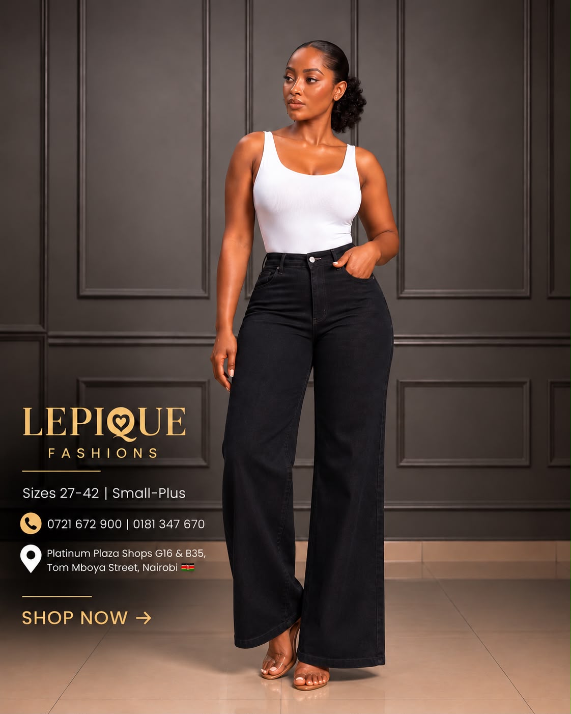 Black wide leg jeans