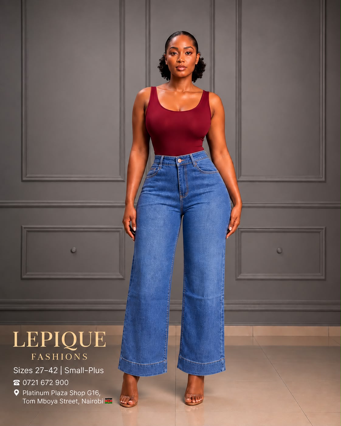 Dark navy wide leg jeans