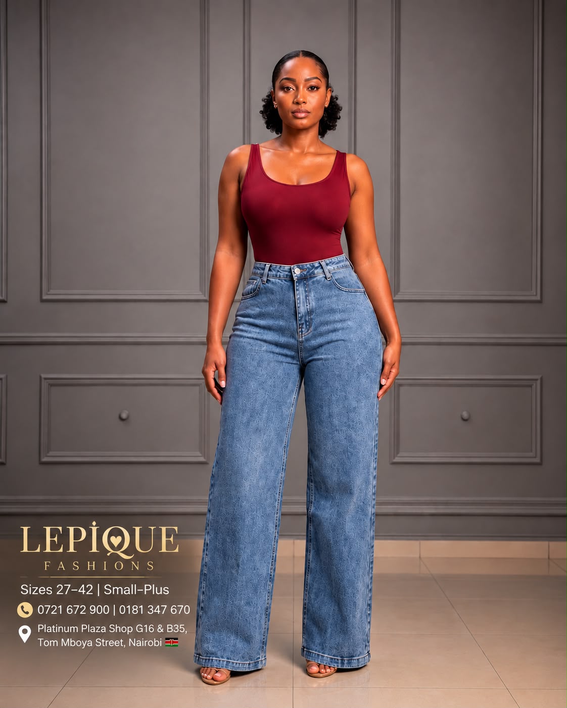 Dark navy wide leg jeans