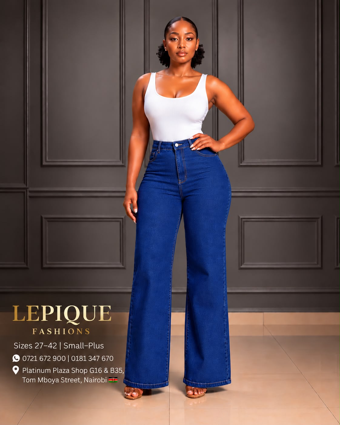 Royal blue wide leg jeans Nairobi