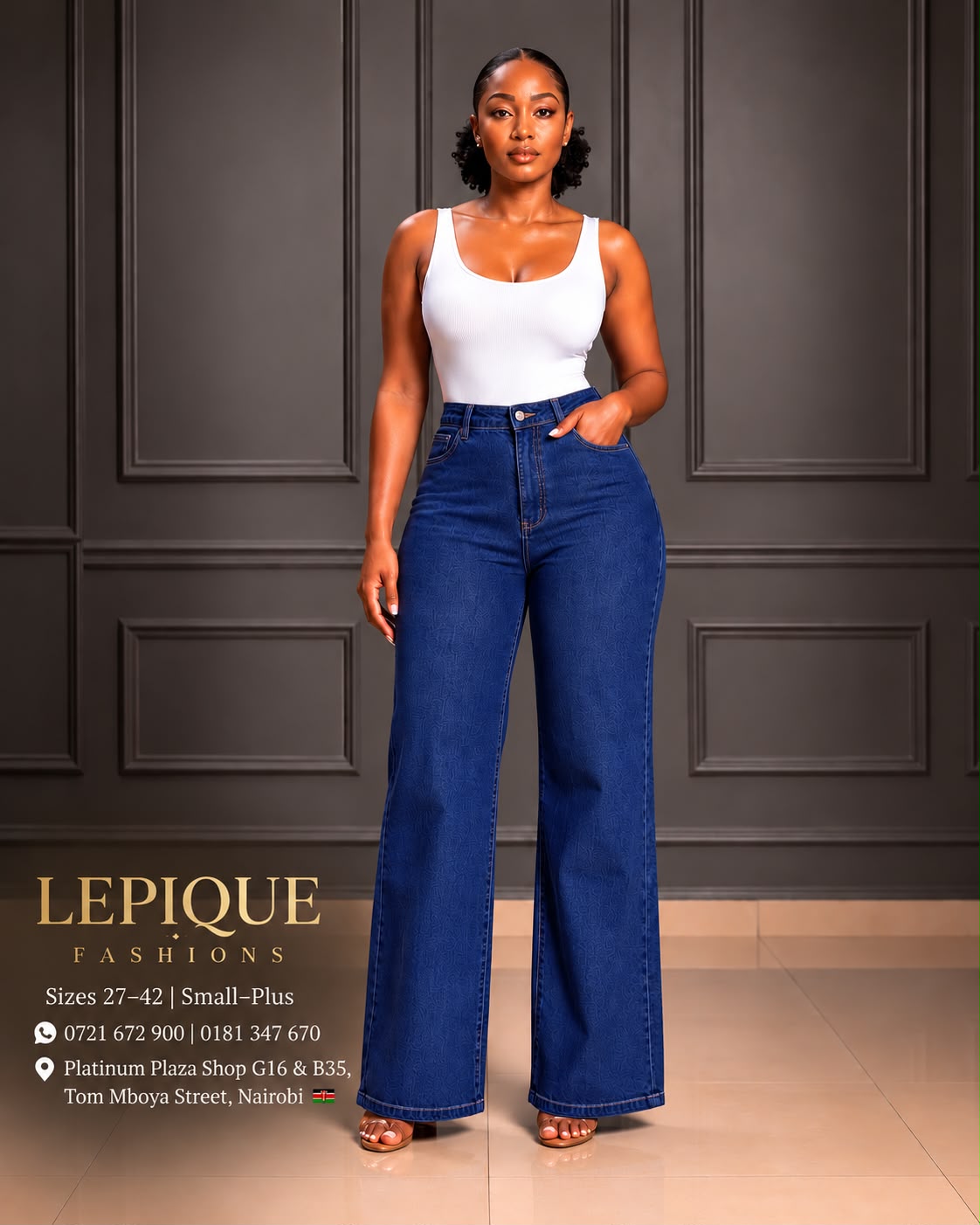 Royal blue wide leg jeans Nairobi