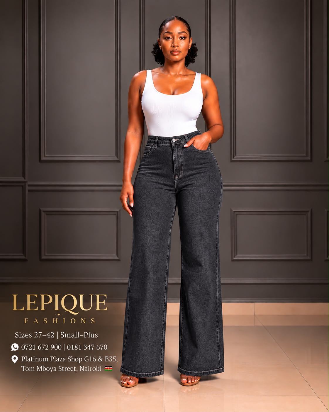 Dark grey wide leg jeans Nairobi
