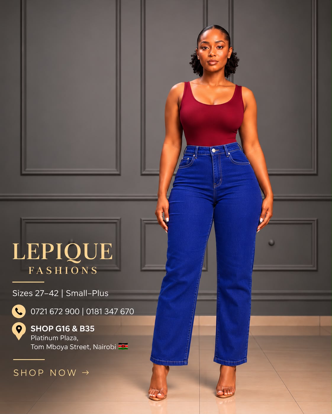 Royal blue wide leg jeans Nairobi