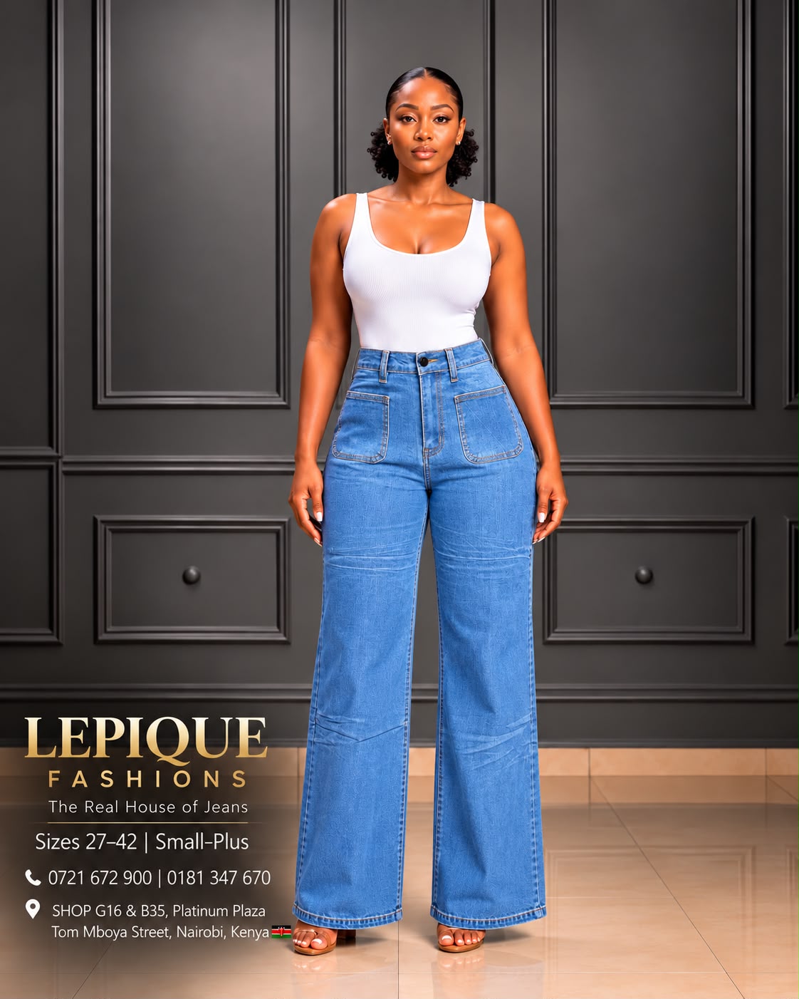 Light blue cargo pocket wide leg jeans Nairobi